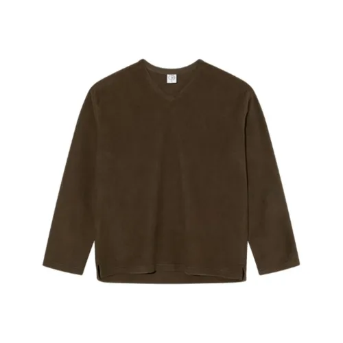 embroidered logo 3 4 sleeves pullover FW24 T Shirt Men's Brown