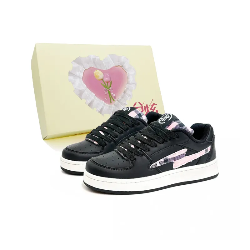 FULLXUAN Low-Top Skateboard Shoes Women's Black Red-10