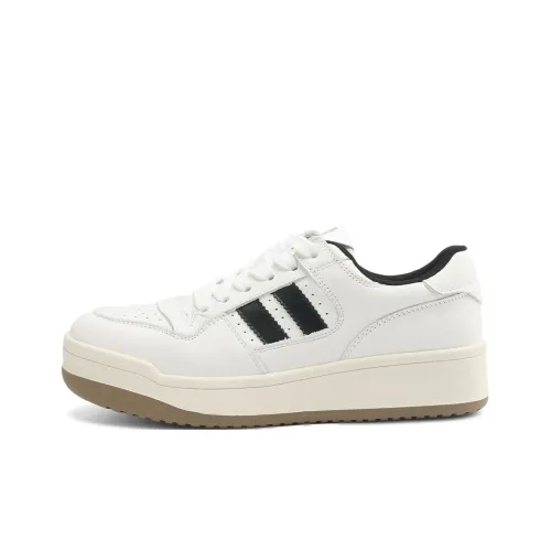 BOERDIQI White Sneakers Low Top Skateboard Shoes Women's