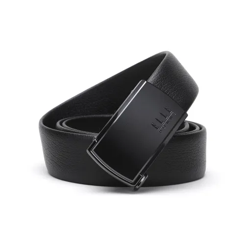 ELLE HOMME Cow Leather Belts Men's Black Width 3.55cm
