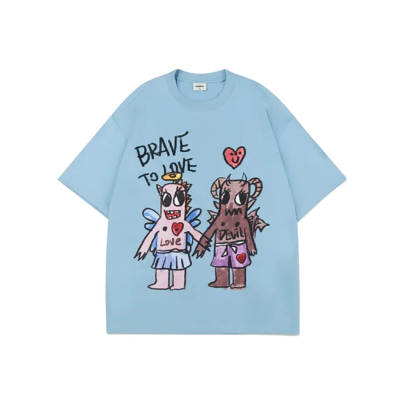 Guuka Short Sleeved T Shirts Unisex Pink Blue-0