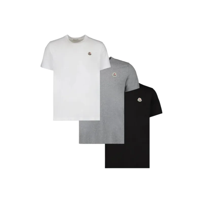 Moncler T Shirts Men 3 Pack White+Gray+Black-0