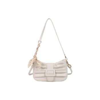 Dusen Kangaroo PU Shoulder Bag Women's White/Black/Ecru/Khaki/Blue/Pink