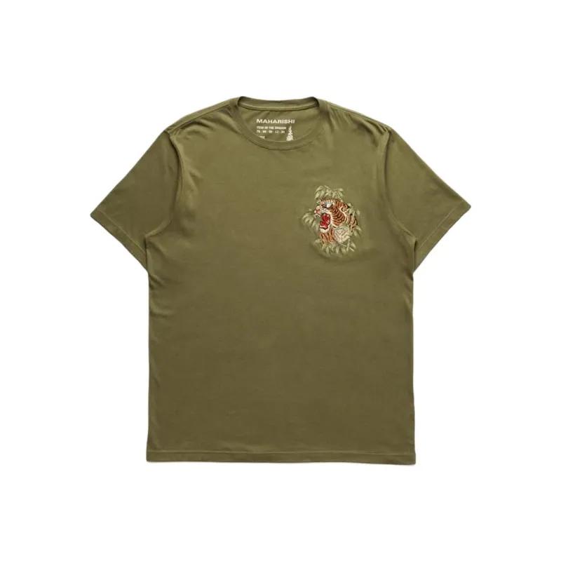 Maharishi Tiger embroidered Cotton T shirt-0