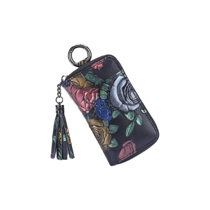 Tong Tong Rabbit Top Grain Cow Leather Key Pouch Women's Gold Rose/Silver Rose/Dragonfly Color-0