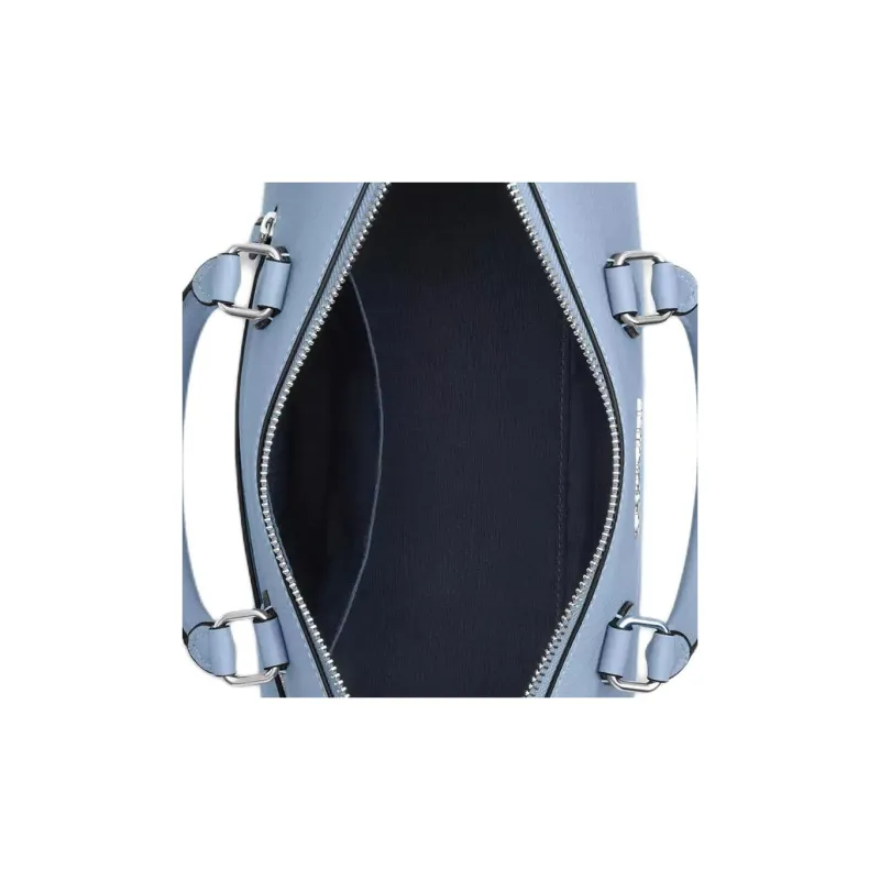 COACH Georgia Refined Pebble Pattern Leather One Shoulder Handbag Large Size Women's Silver & Bluebell-3