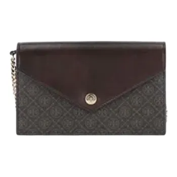 TORY BURCH T Monogram Synthetic Leather Envelope Bag, Crossbody Bag, Shoulder Bag Women's Black Coffee