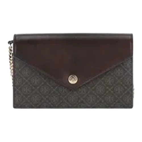 TORY BURCH T Monogram Synthetic Leather Envelope Bag, Crossbody Bag, Shoulder Bag Women's Black Coffee