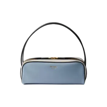 PRADA Calfskin Shoulder Bag Women's Sky Blue/White
