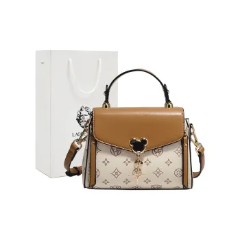 Old Man's Head Synthetic Leather Handbag Women's White/Coffee