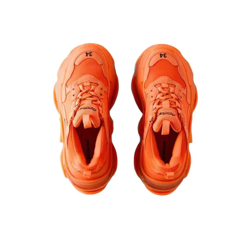 Balenciaga Triple S Low Top Chunky Sneakers Women's Orange-4