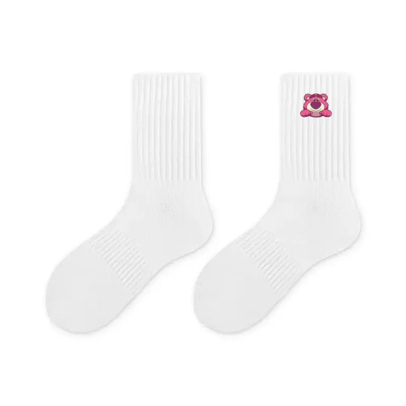 Disney Strawberry Bear Series Mid Calf Socks Unisex Shopping Bag 4 Pack-3