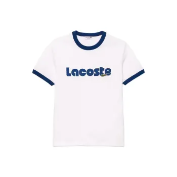 LACOSTE T Shirt Men's White Blue