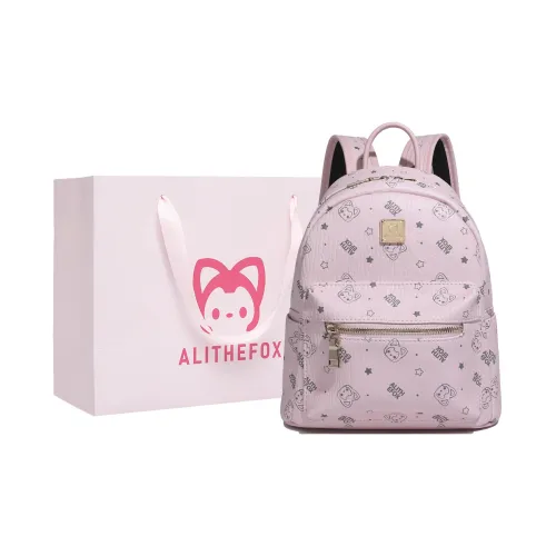 ALI THE FOX Synthetic Leather Backpack Regular Women's Pink/Milk Tea