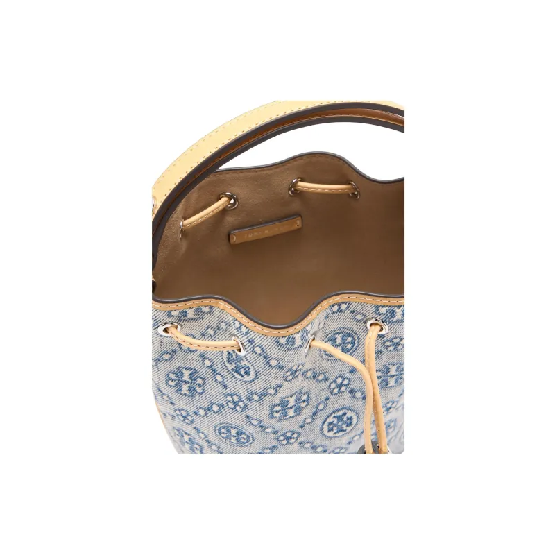 TORY BURCH T Monogram Denim Mini Bucket Bag Powder Blue-3