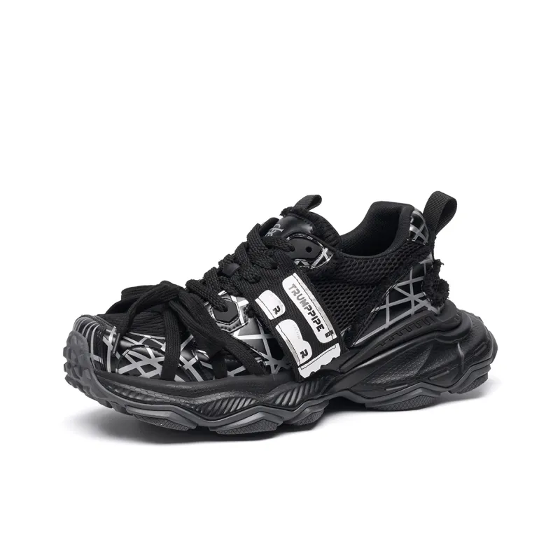 TRUMPPIPE Cushioned Height Increase Wear Resistant Lightweight Low Top Chunky Sneakers Unisex-9