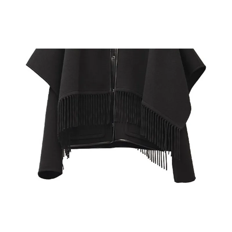 HERMES Velvet feel Coat Women's Black-4