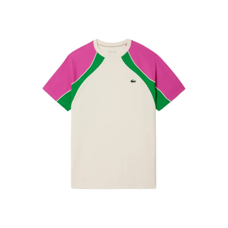 LACOSTE T Shirt Men's White/Pink/Green-0