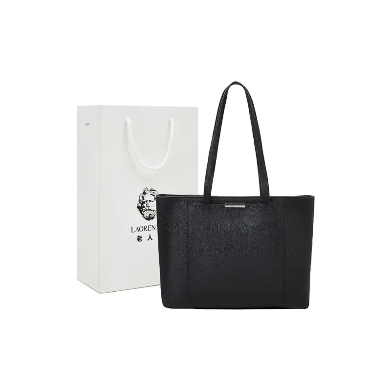 Old Man's Head Synthetic Leather Tote Bag Shoulder Bag Regular Women's Black/elephant Grey/brown-11