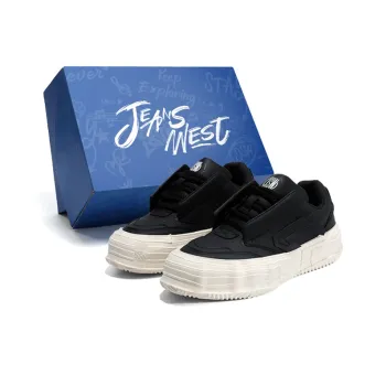 JEANSWEST Height Increasing Abrasion Resistant Lightweight Slip Resistant Low Top Skateboard Shoes Men Black