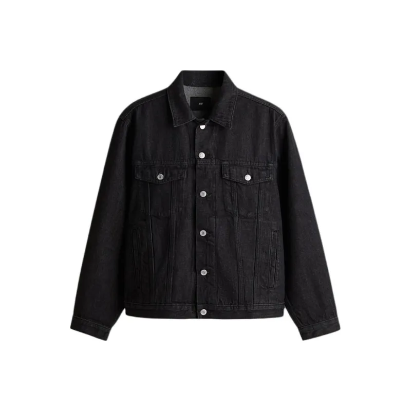 H&M Denim Jackets Men Black-0
