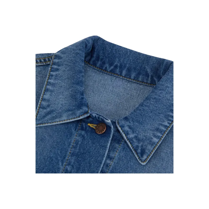 PRADA Logo Patch Cropped Denim Jacket-2