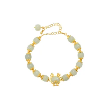 GRACE GIRL Hetian Jade Bracelets Pale Greenish White Jade Women's