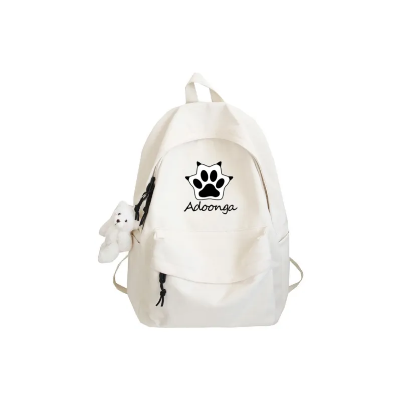 ADOONGA Canvas Backpack Unisex Black/White-4