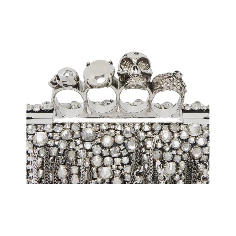 Alexander McQueen Nappa Leather Clutch Women's Black & Silver-4