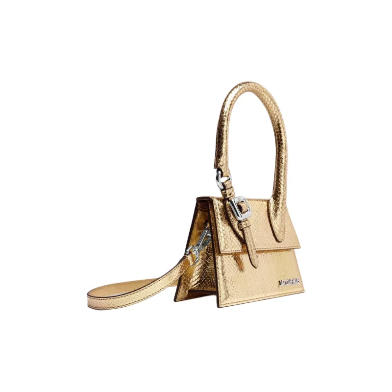 Jacquemus Calfskin One Shoulder Handbags Medium Size Women's Gold-1