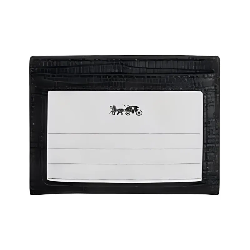 COACH Card Case Leather Wallets Card Holders Mini Women's Silver & Black-1