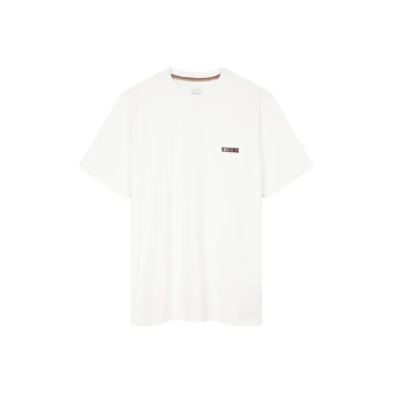 Paul Smith Stripe Trim Embroidered Crewneck T Shirt-0