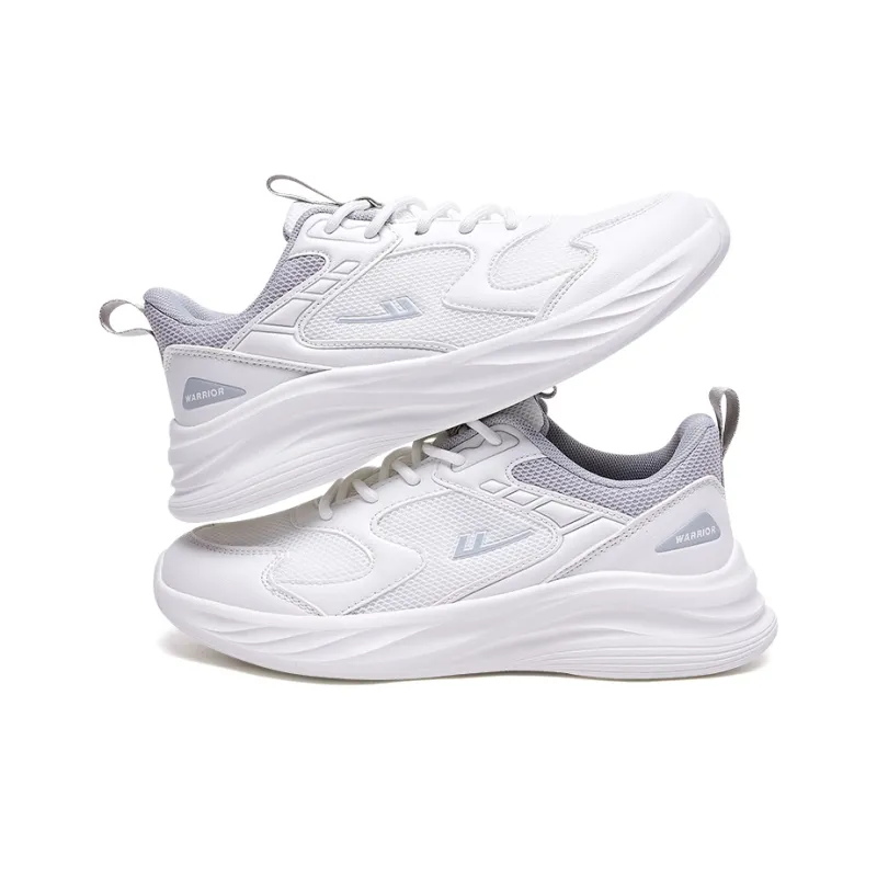 Warrior Anti Slip And Wear Resistant Coverage Low Top Casual Running Shoes Unisex White Gray-3