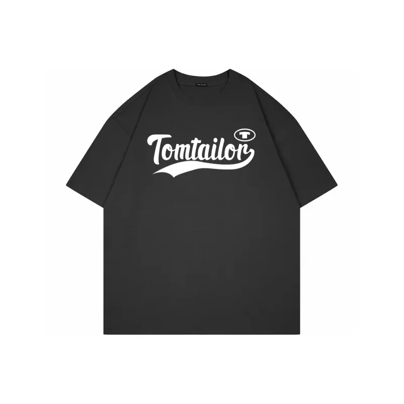 TOM TAILOR Letter Print Casual Thin Crew Neck Breathable Short-Sleeved T-Shirt T-Shirt Unisex-3