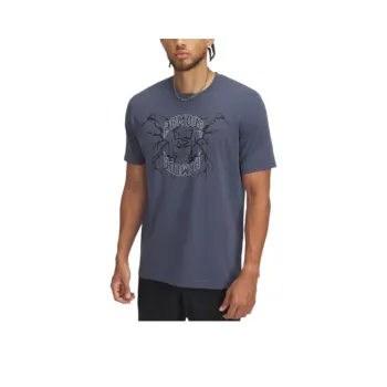Under Armour Thunder Logo T Shirt Men's Deluge Gray/Midnight Marine Blue/Reflective