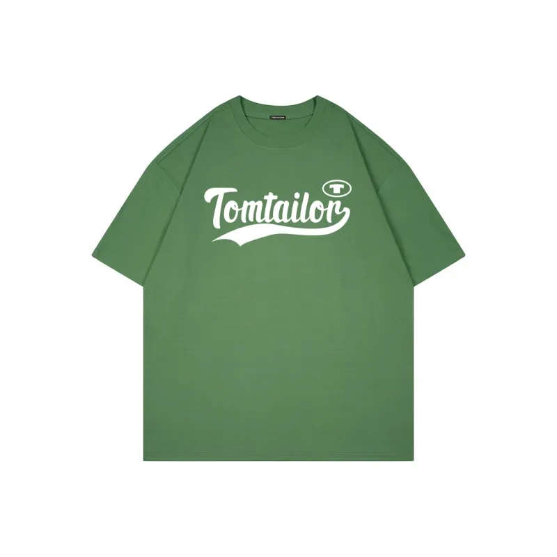 TOM TAILOR Letter Print Casual Thin Crew Neck Breathable Short-Sleeved T-Shirt T-Shirt Unisex-7
