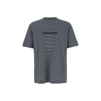 EMPORIO ARMANI Logo Embroidered Striped T Shirt