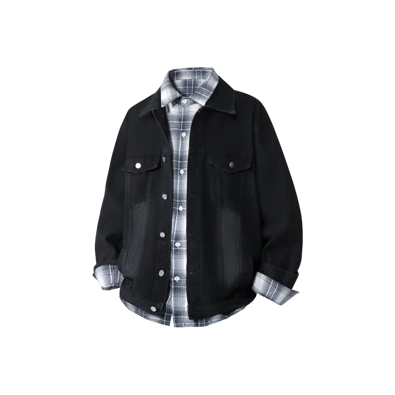 HOKLV Jacket Unisex Black Coat+Yellow Shirt-2