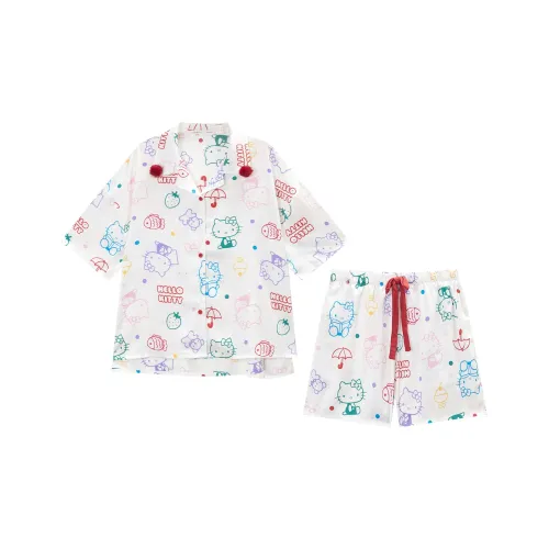 GUKOO x Hello Kitty Sanrio Series Pajama Set Women's Cotton White
