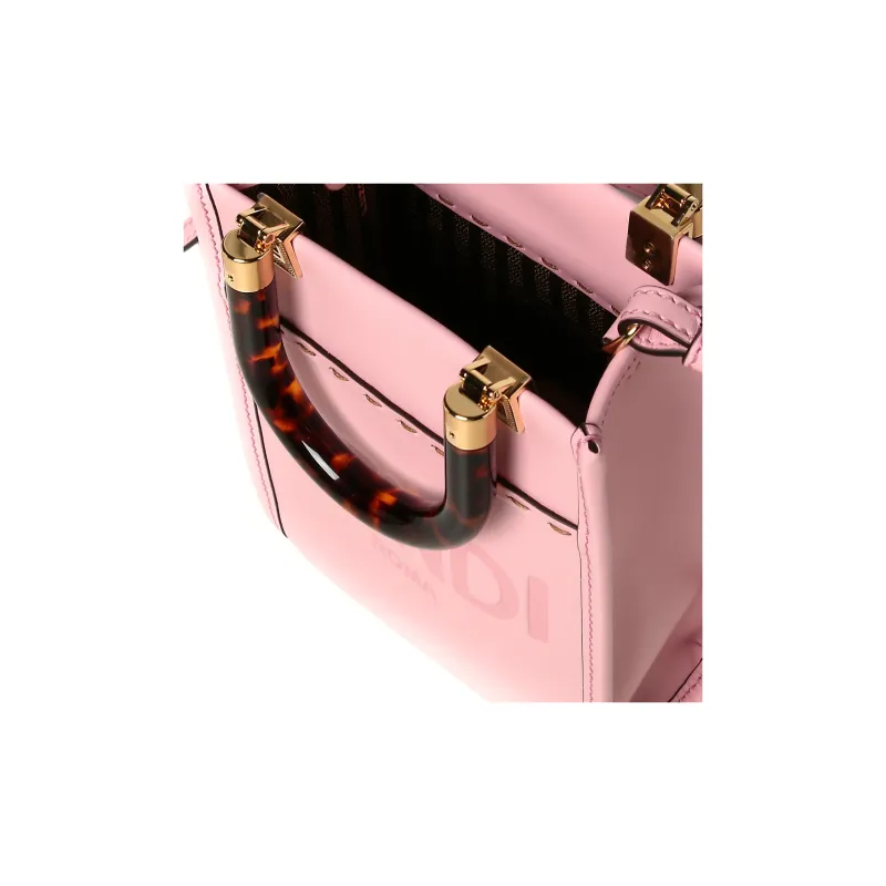 FENDI Sunshine Cow Leather Sunshine Bag Mini Tote Bag Shopping Bag Handbag Crossbody Bag Mini Women's Light Pink-2