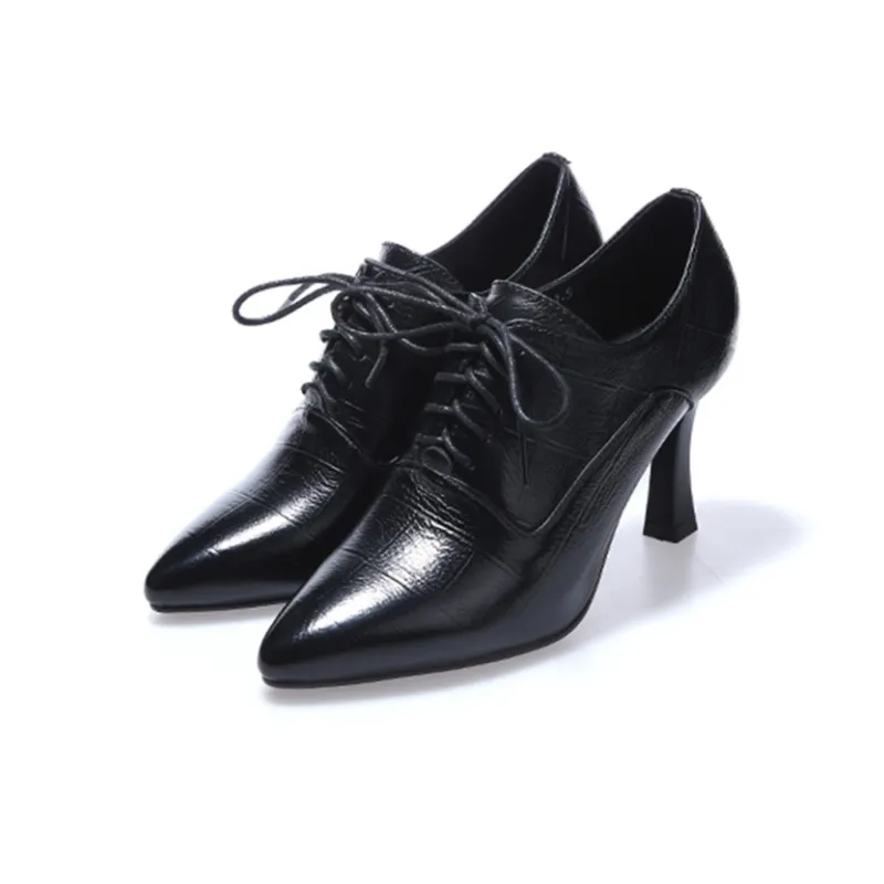 Devanro Slim Heel High Heels 7.0cm Women's Black-2