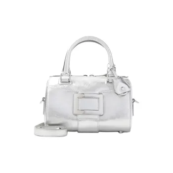 Roger Vivier Belle Vivier Calfskin One Shoulder Handbag Mini Women's Silver
