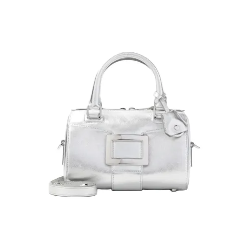 Roger Vivier Belle Vivier Calfskin One Shoulder Handbag Mini Women's Silver