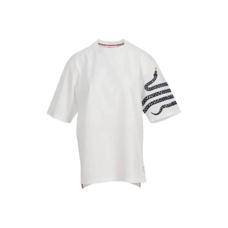 THOM BROWNE Snake Embroidered Crewneck T Shirt-0