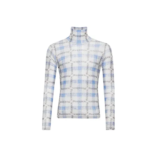 JW Anderson Logo Grid Check Printed Sheer Long Sleeved Top