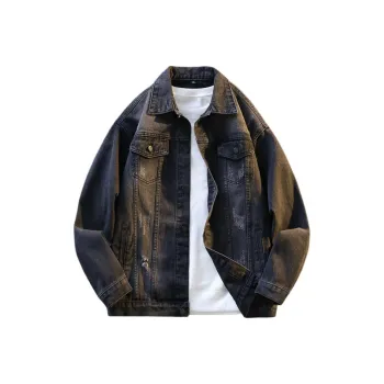 Tonlion Denim Jacket Unisex Black Gray