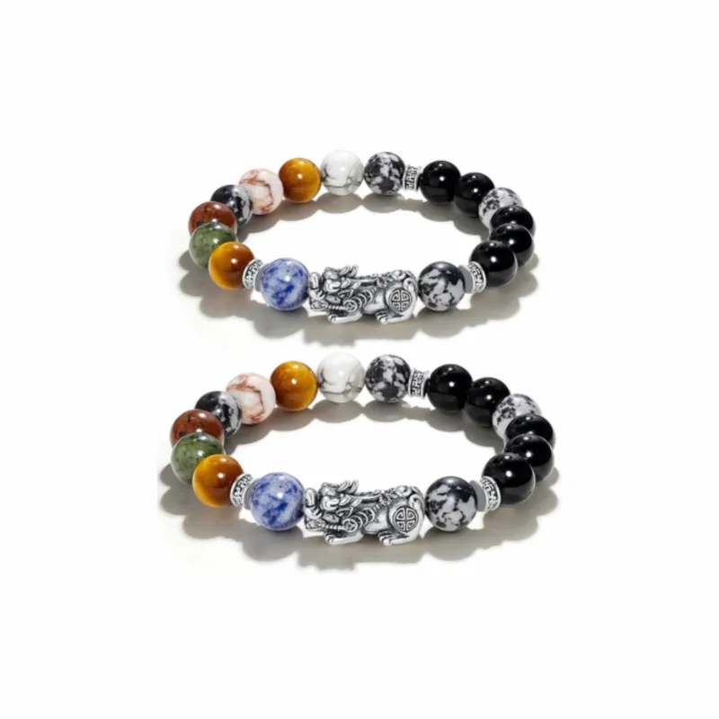 TANGSHU Map Stone Wealth And Good Luck Beaded Bracelet Unisex-8