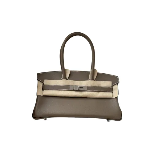 hermes brioni Cotton Cow Leather Shoulder Strapped Cotton Bag Handbag Unisex 18 Etoupe Elephant Gray