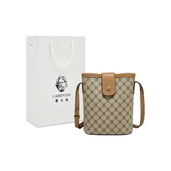 Old Man's Head Synthetic Leather Crossbody Bag Women's Gray/Coffee