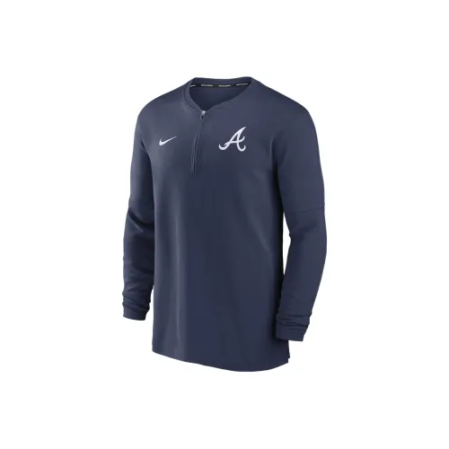 Nike Atlanta charcoal Authentic Collection Game Time Men's More nike Dri FIT Mlb 1/2 Zip Long Sleeve Top